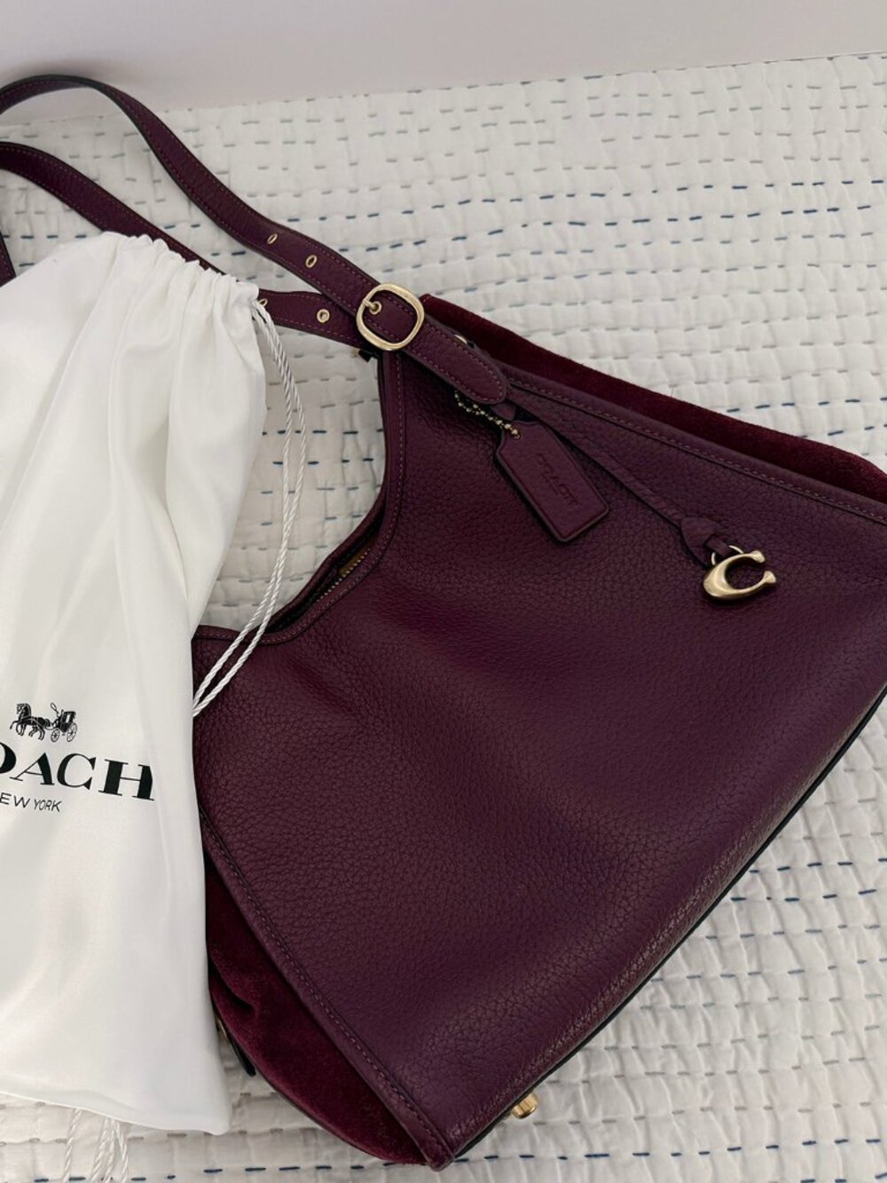 COACH LORI LEATHER & SUEDE SHOULDER BAG - Picture 12 of 12